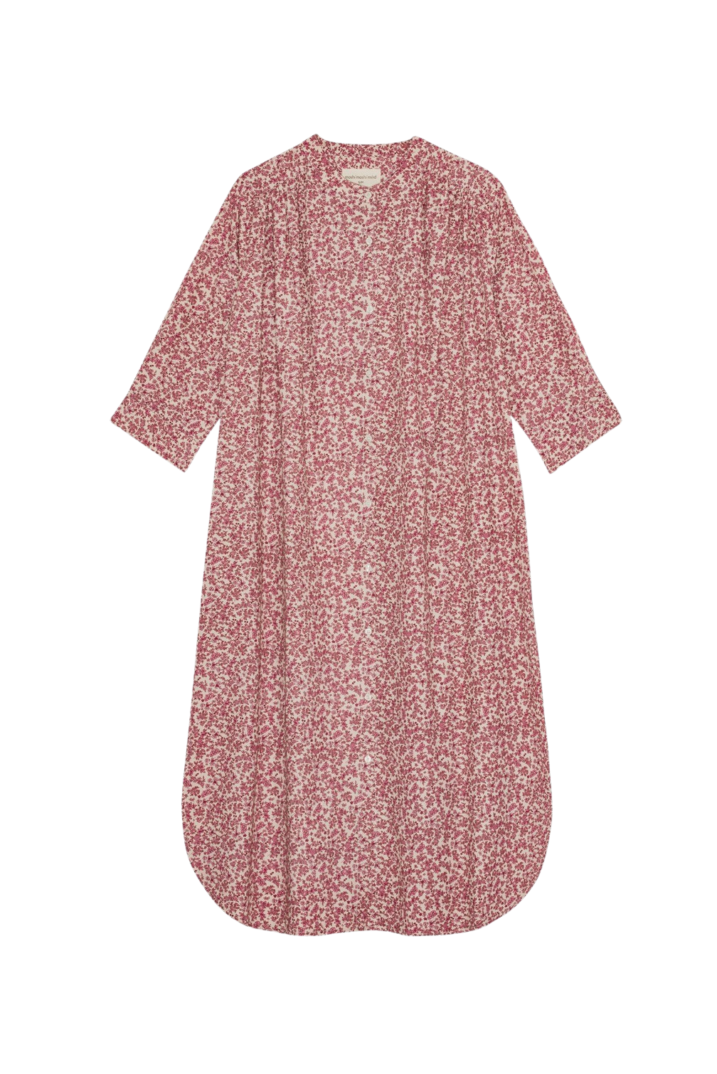 Laurella Poplin skjortekjole - Beige/Rose Flower